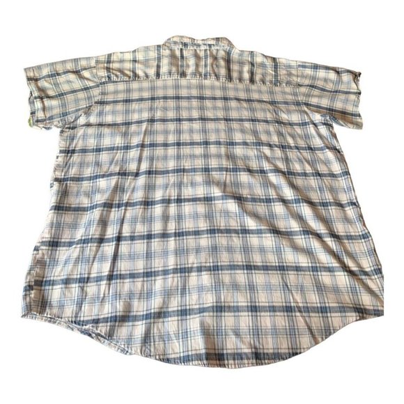 American Fusion Gear Mens Shirt 4XL Button Up Short Sleeve Blue White Plaid - Picture 9 of 10